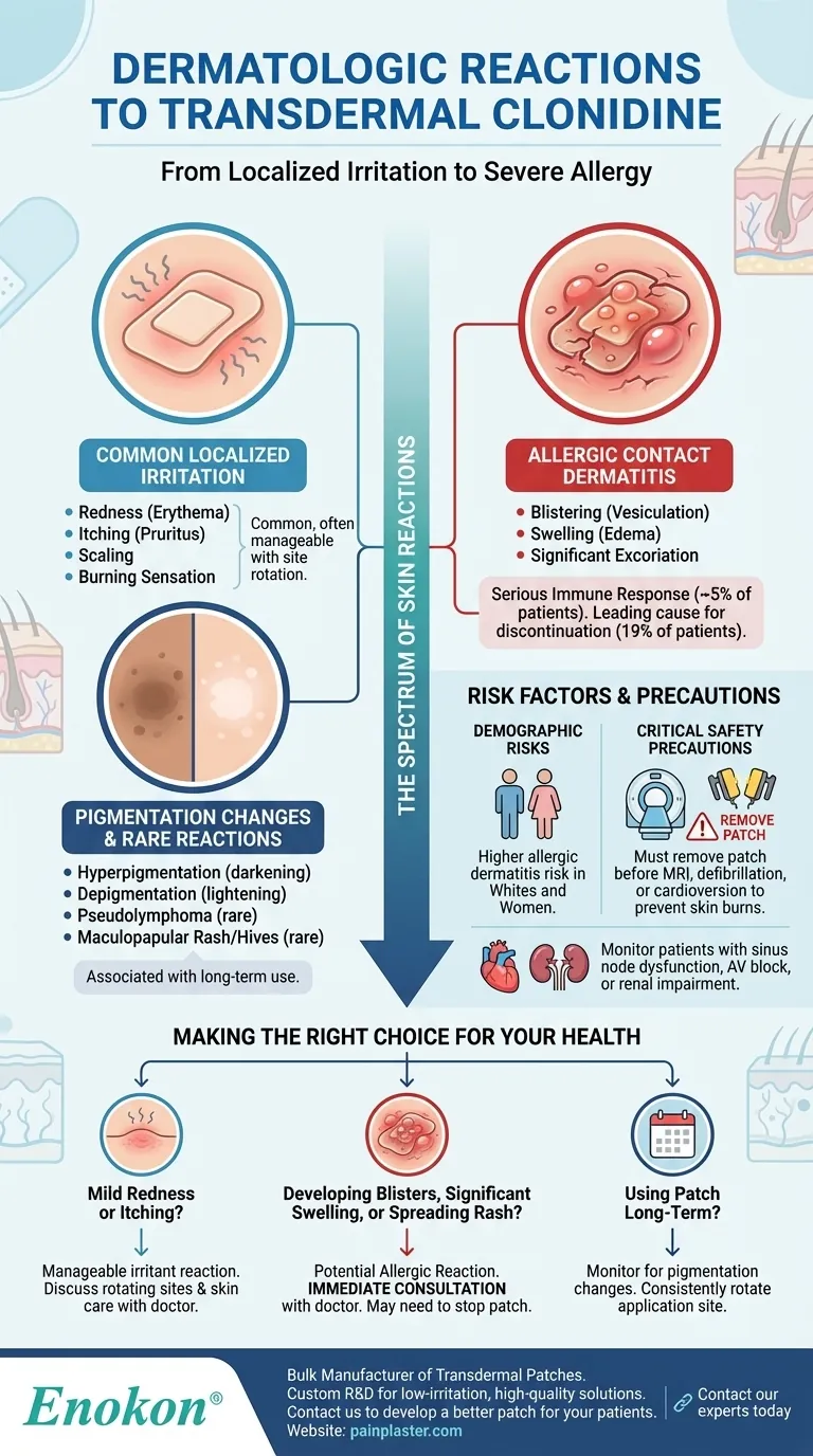 ¿Cuáles son las reacciones dermatológicas asociadas a la clonidina transdérmica?Control de la irritación cutánea y las alergias Guía Visual