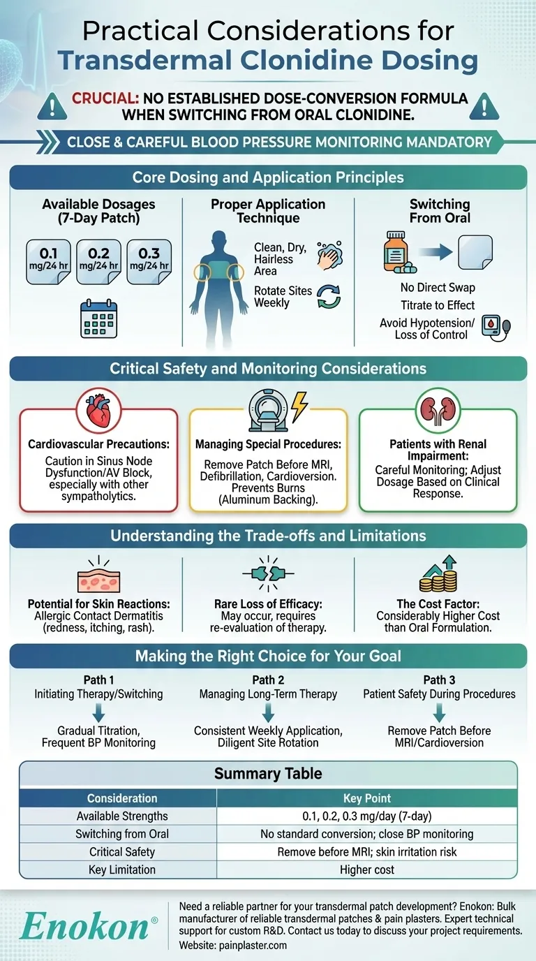 ما هي الاعتبارات العملية لجرعات الكلونيدين عبر الجلد؟تحسين السلامة والفعالية دليل مرئي
