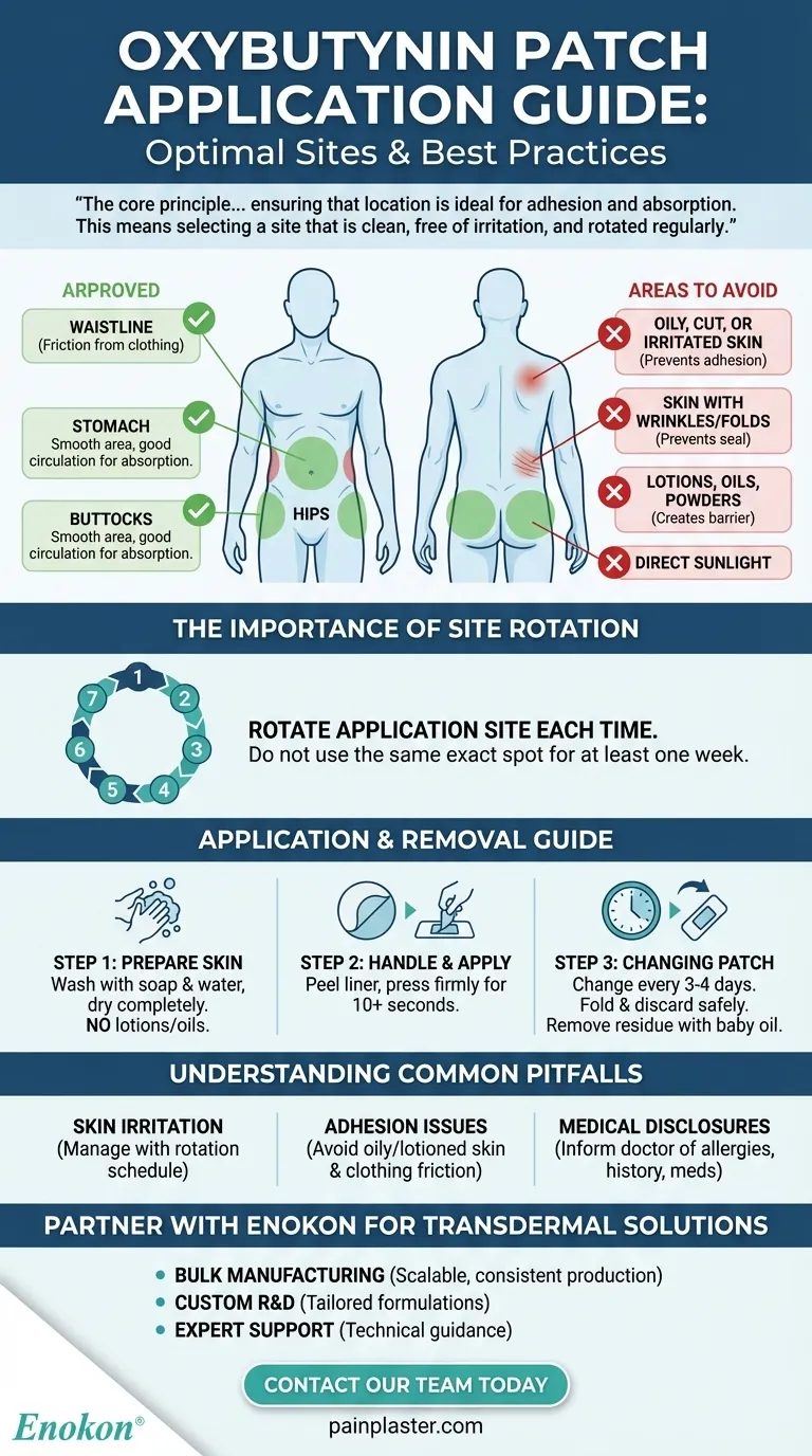 オキシブチニンパッチは体のどこに貼るべきか？効果的な緩和のための最適な位置 ビジュアルガイド