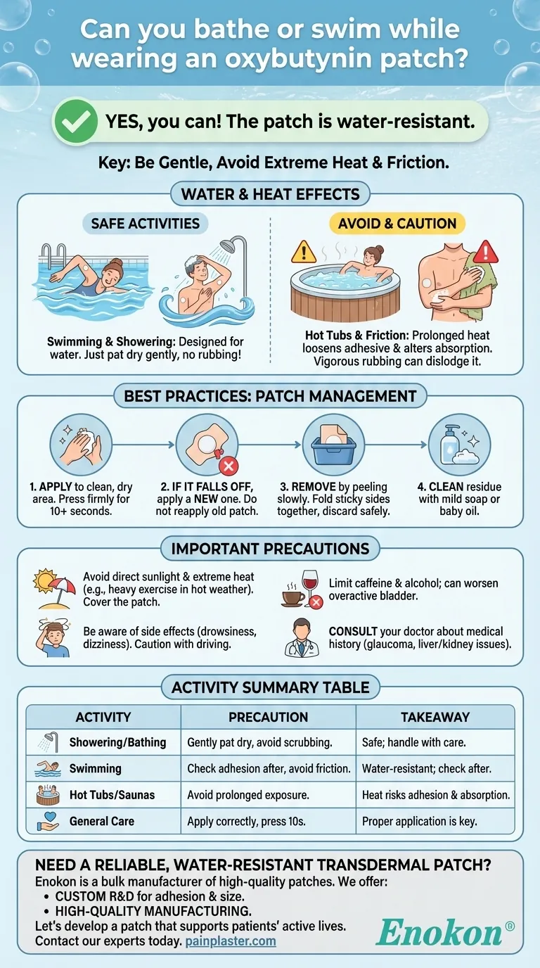 Можно ли купаться или плавать во время ношения оксибутининового пластыря?Советы по безопасности и адгезии Визуальное руководство