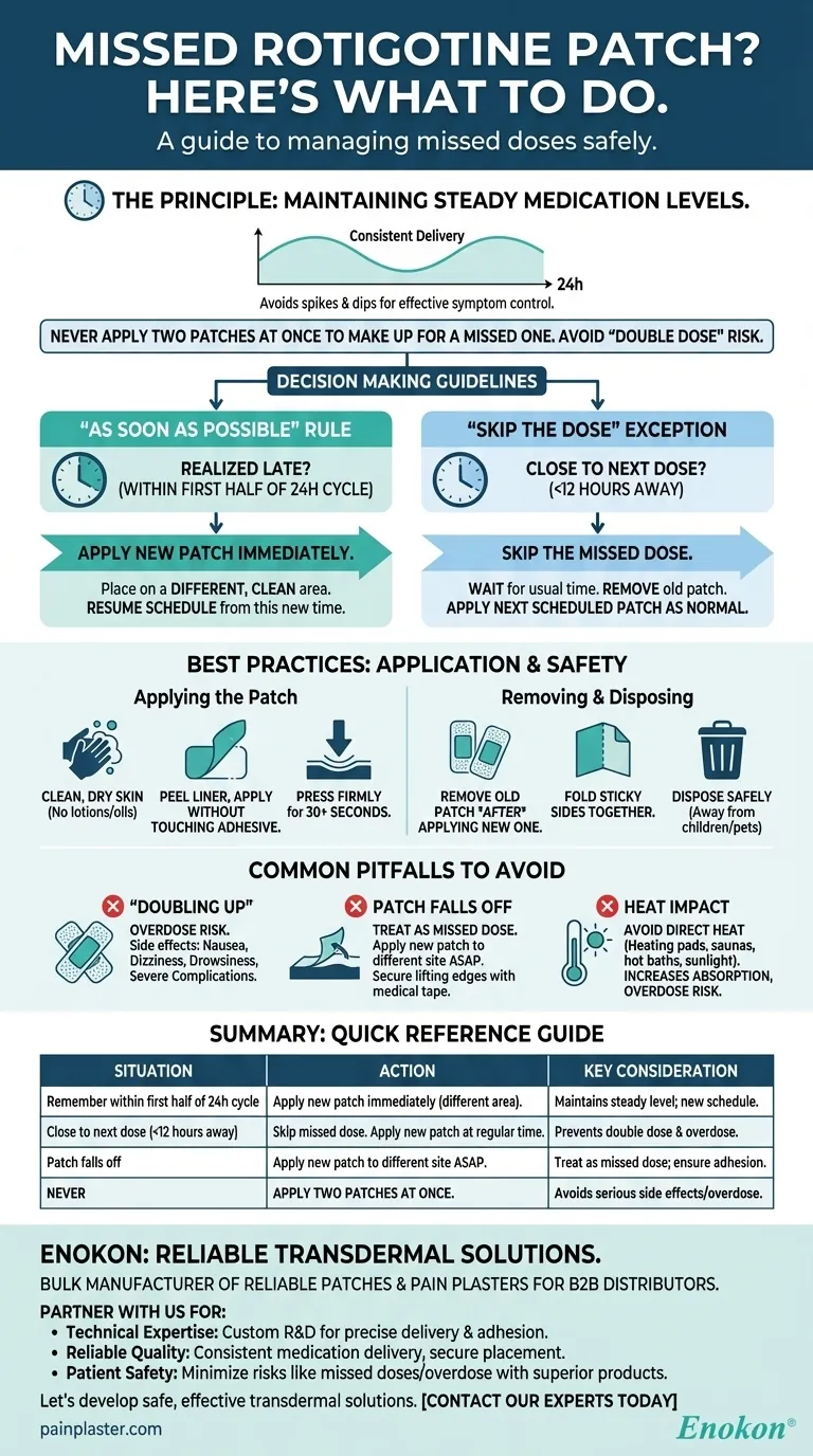 What should be done if a rotigotine patch is missed? A Safety-First Guide to Managing Your Dose Visual Guide