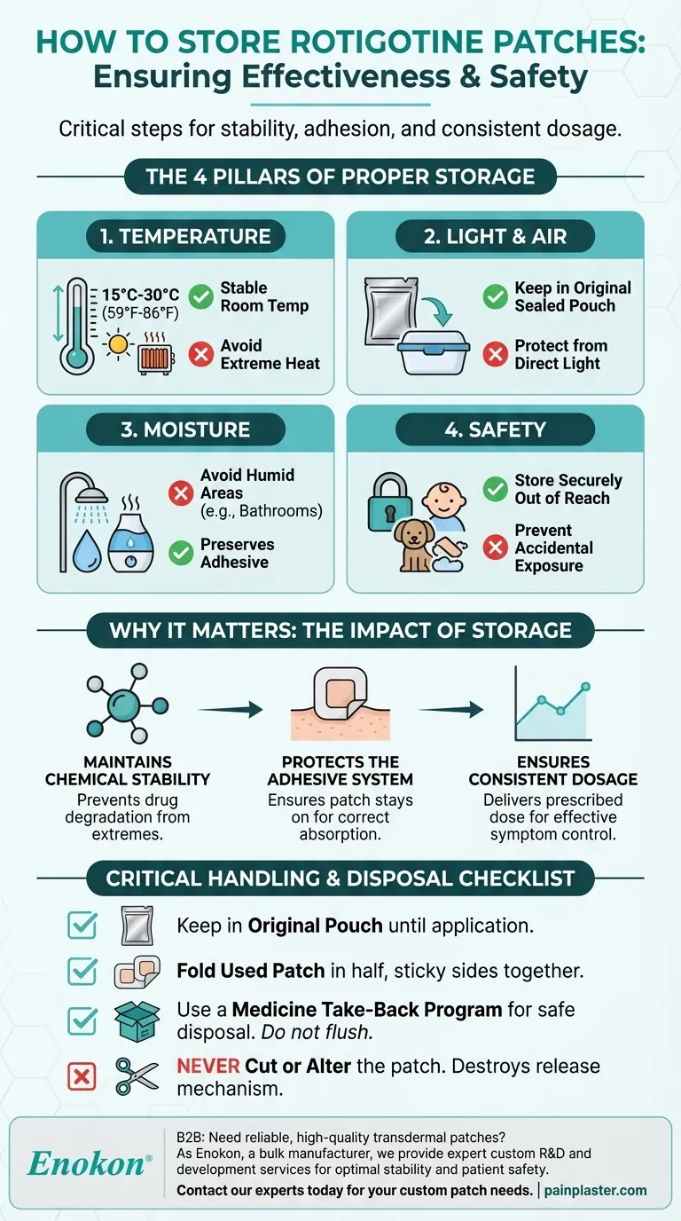 Como é que os adesivos de rotigotina devem ser armazenados?Diretrizes essenciais para uma eficácia óptima Guia Visual