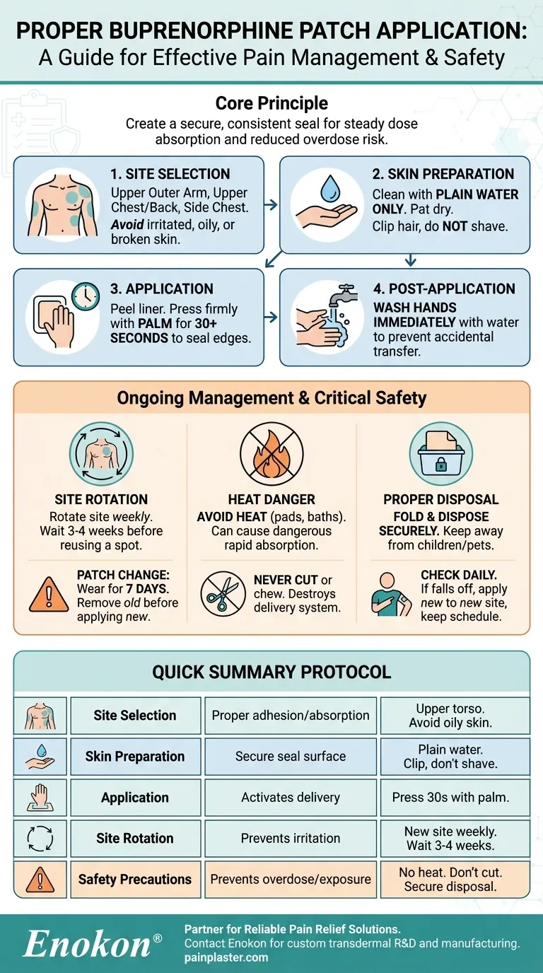 Como é que os adesivos de buprenorfina devem ser aplicados corretamente?Garantir um alívio seguro e eficaz da dor Guia Visual