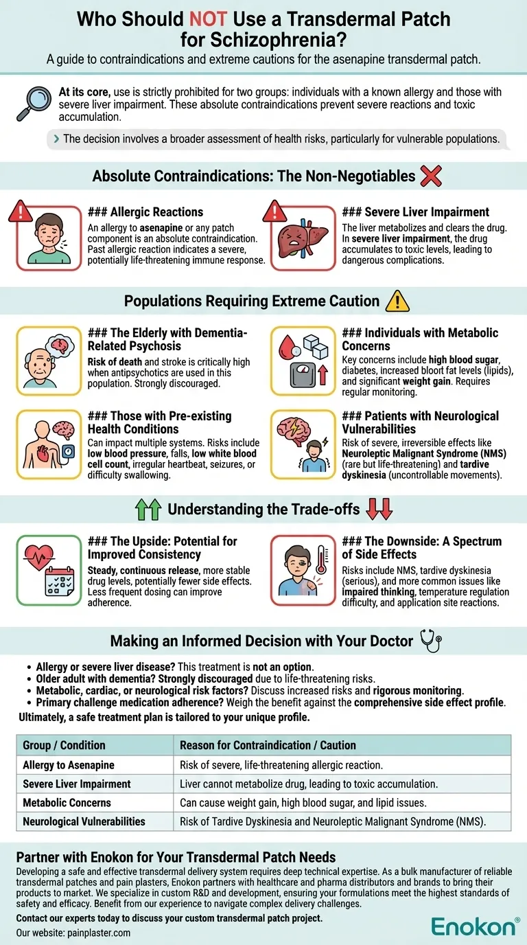 統合失調症に経皮吸収型パッチを使用してはいけない人とは？主な禁忌の説明 ビジュアルガイド