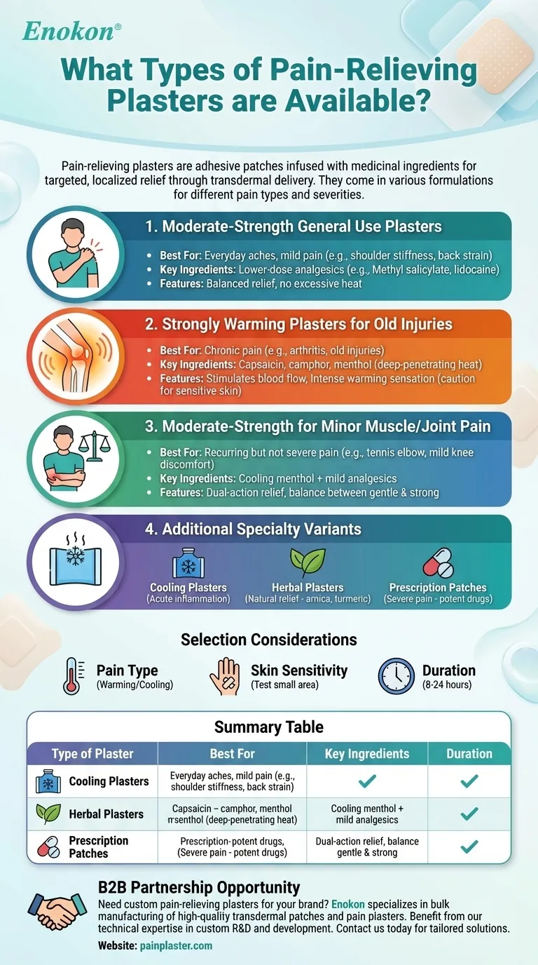 Que tipos de pensos analgésicos estão disponíveis?Encontre o alívio certo para a sua dor Guia Visual
