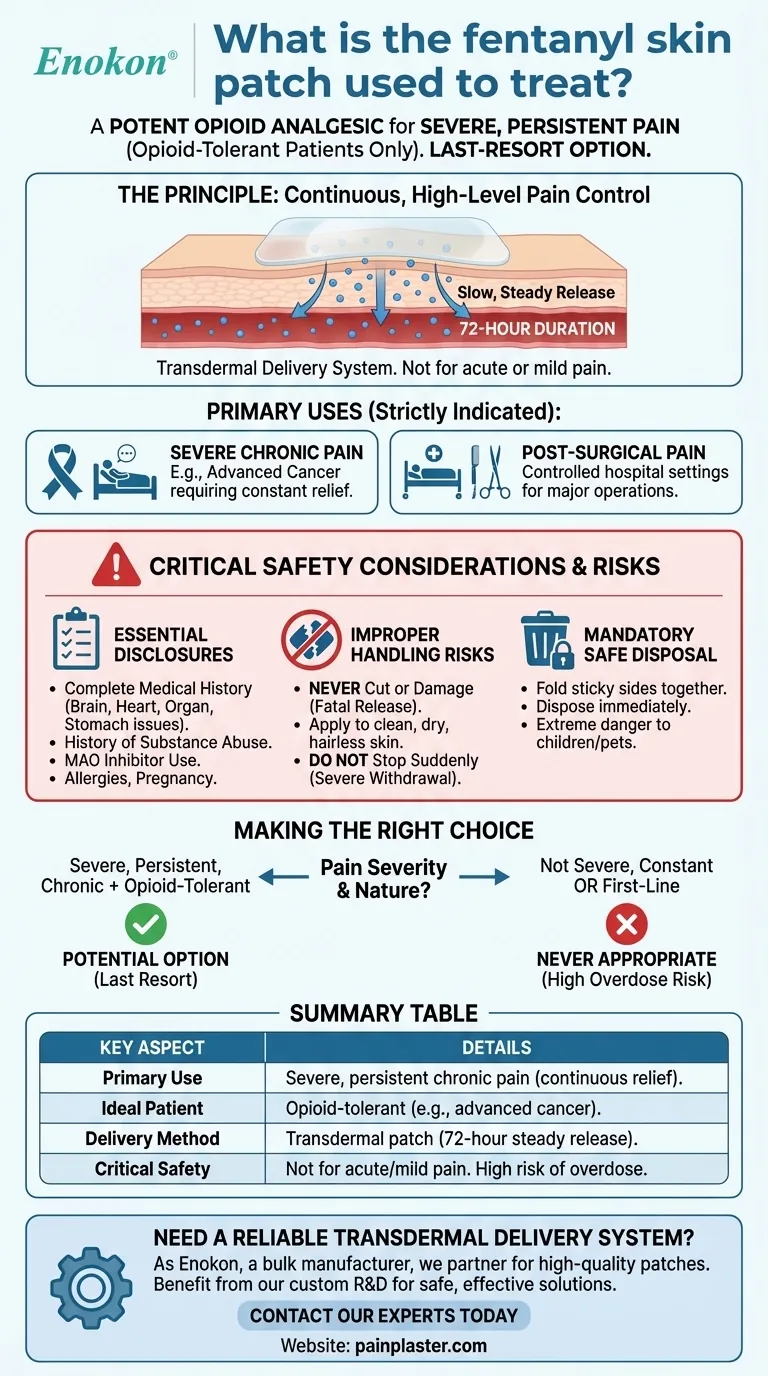 O que é que o adesivo cutâneo de fentanilo é utilizado para tratar?Gerir a dor severa de forma segura Guia Visual