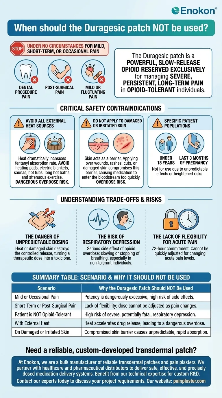 デュラゲシクパッチを使用すべきでないのはどのような場合か？安全な疼痛管理のための主な禁忌 ビジュアルガイド