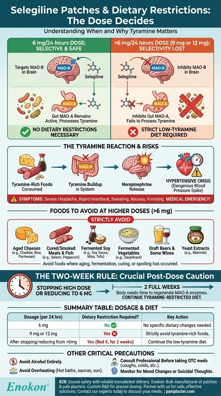 セレギリンパッチの高用量使用時の食事制限は？MAOIガイドラインで安全に ビジュアルガイド