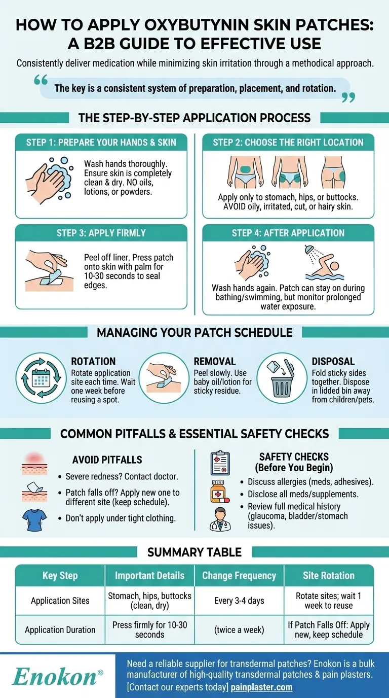 Como devem ser aplicados os pensos cutâneos de oxibutinina?Guia passo-a-passo para uma utilização óptima Guia Visual