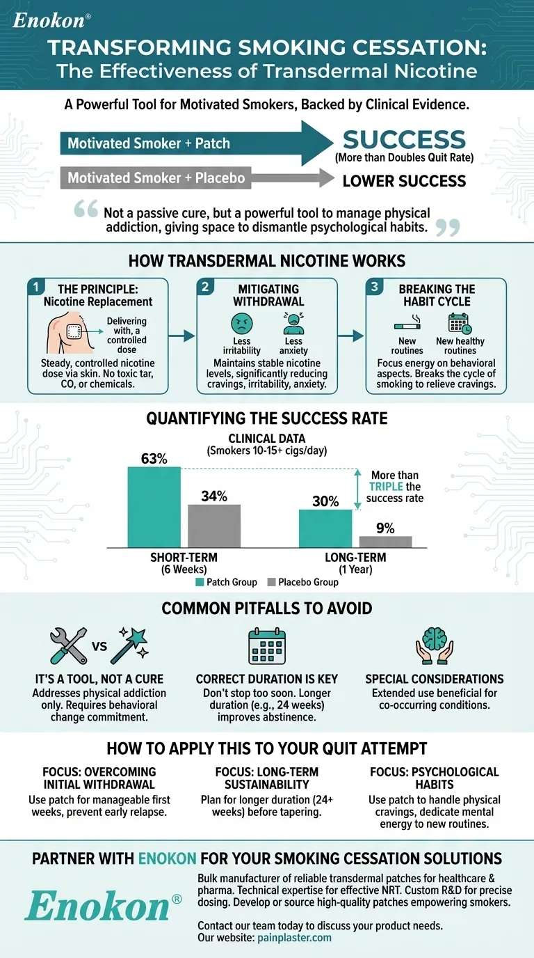 Насколько эффективен трансдермальный никотин при отказе от курения для мотивированных курильщиков?Увеличение числа отказов от курения с помощью проверенных пластырей Визуальное руководство