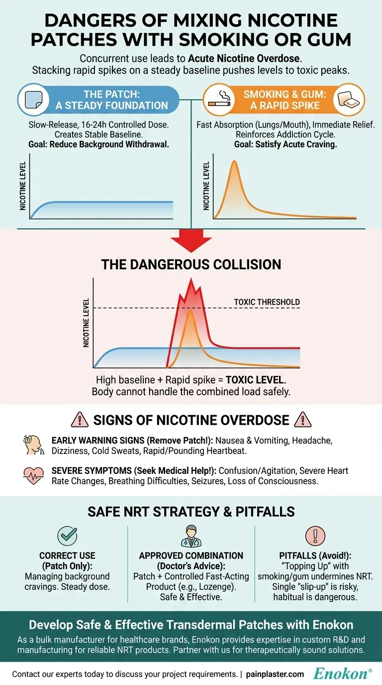 同时使用吸烟或尼古丁口香糖和透皮尼古丁会有什么风险？ 图解指南