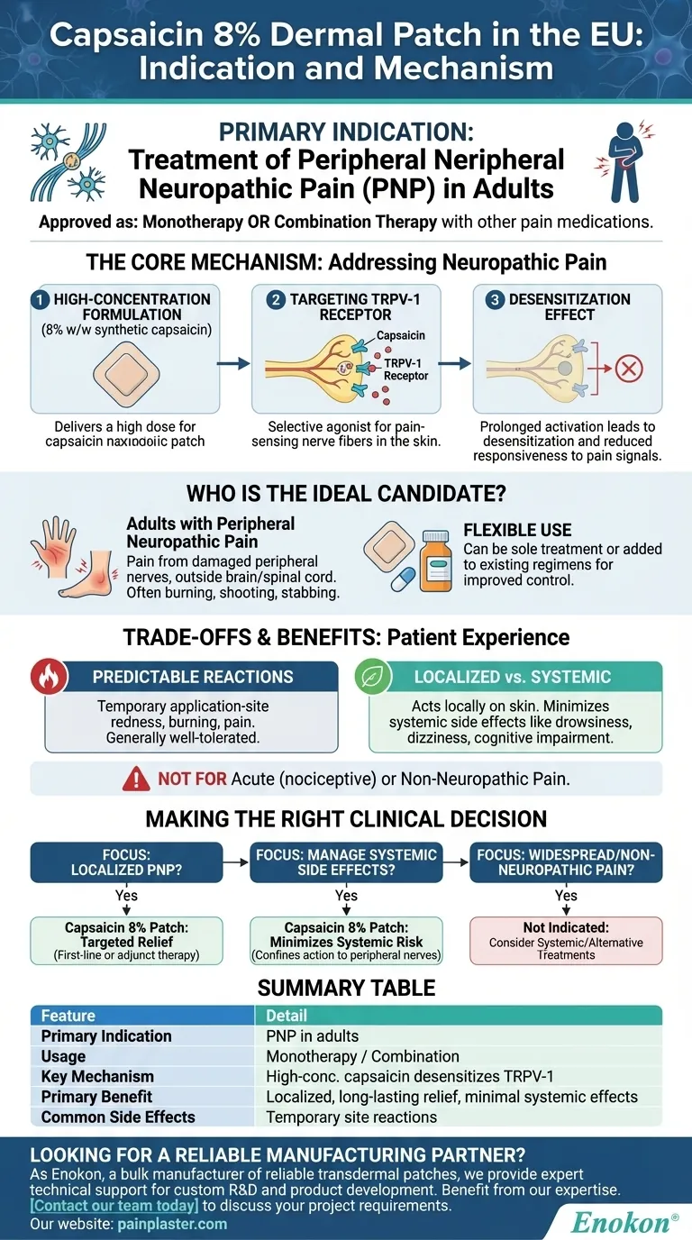 Qual é a indicação para o adesivo dérmico de capsaicina a 8% na UE?| Alívio direcionado da PNP Guia Visual