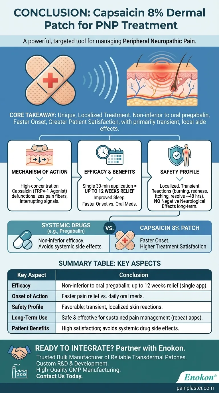 ¿Cuál es la conclusión sobre el parche dérmico de capsaicina al 8% para el tratamiento de la PNP?Principales conclusiones y beneficios clínicos Guía Visual