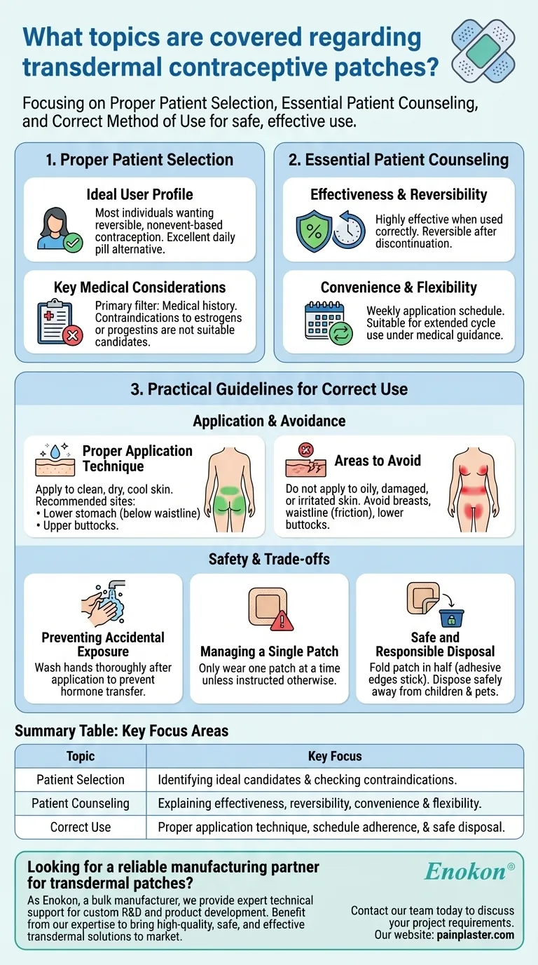 Que tópicos são abordados relativamente aos adesivos contraceptivos transdérmicos?Informações importantes para uma utilização eficaz Guia Visual