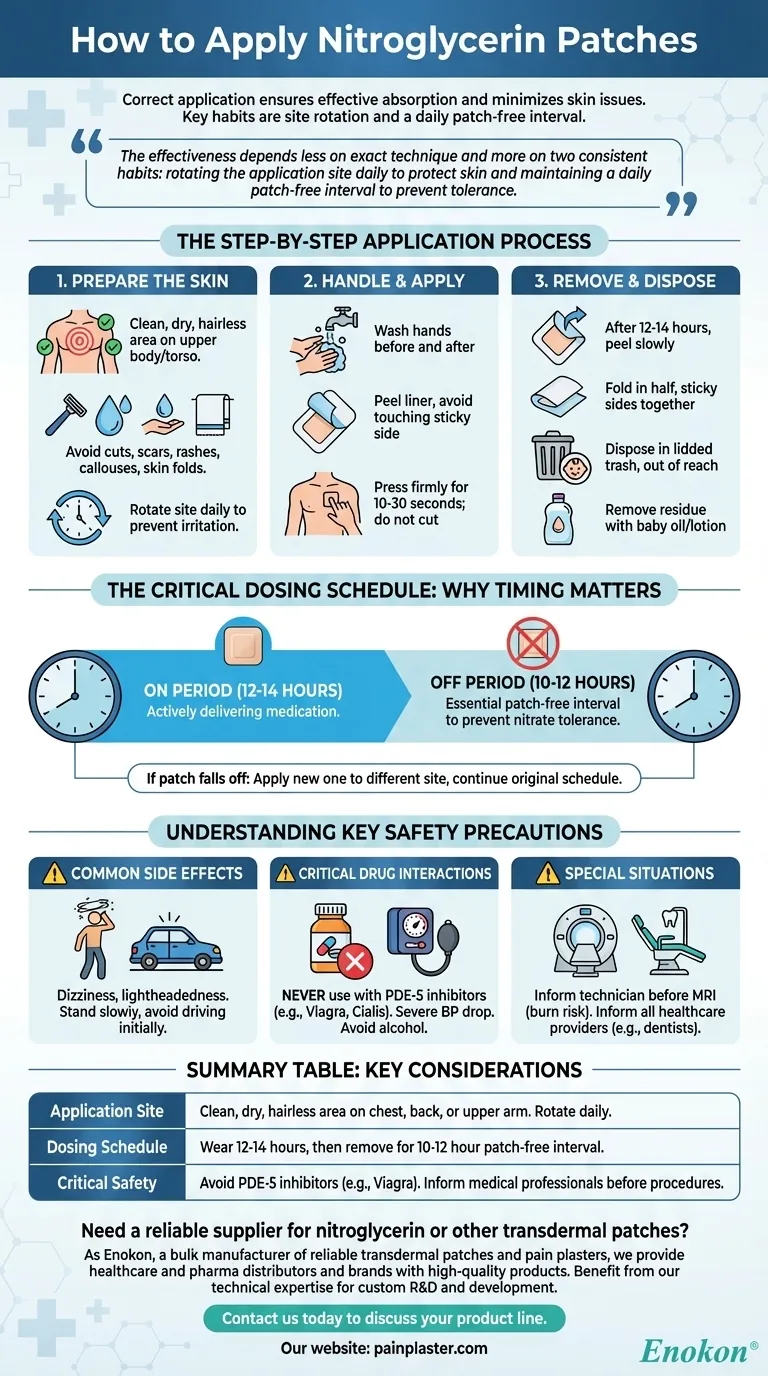 How should nitroglycerin patches be applied? Ensure Correct Use for Maximum Effectiveness Visual Guide