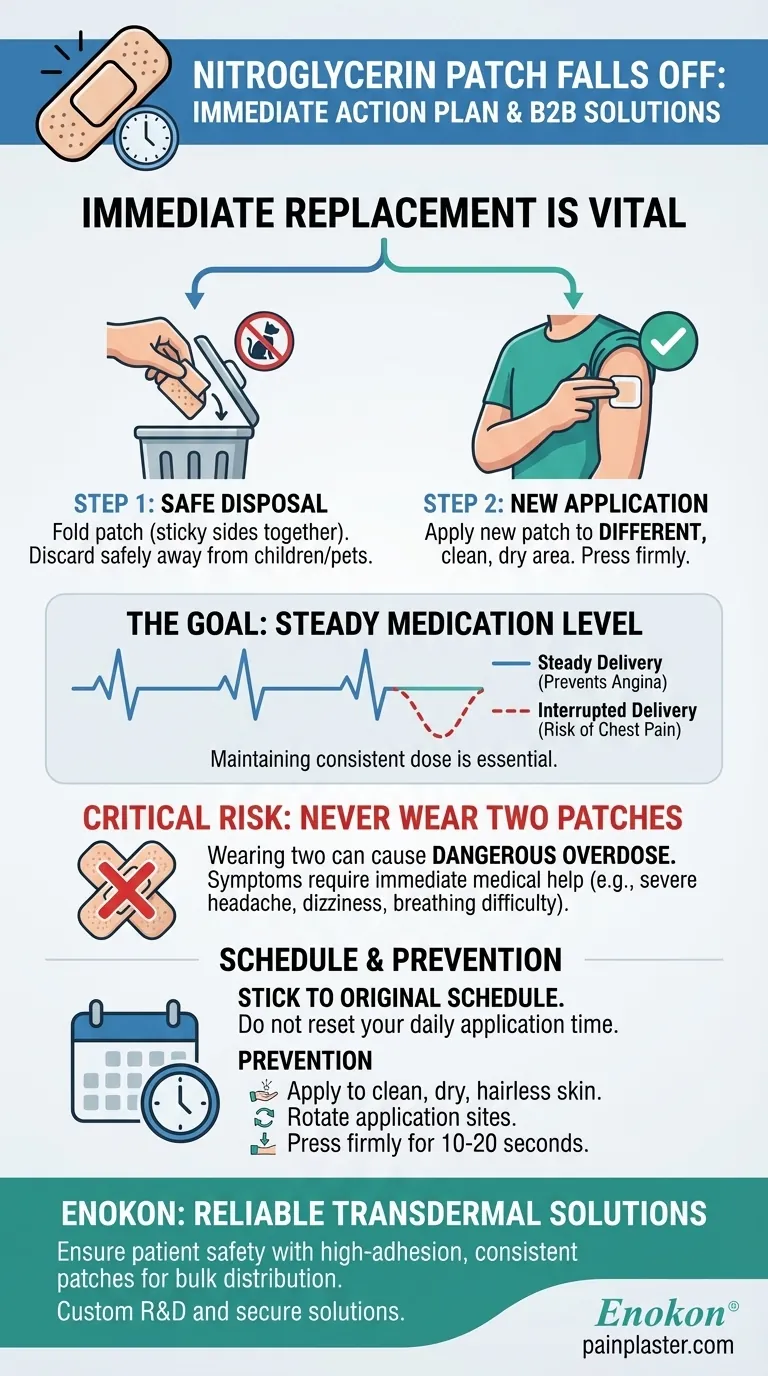 O que deve ser feito se um penso de nitroglicerina cair?Passos para garantir uma utilização segura e eficaz Guia Visual