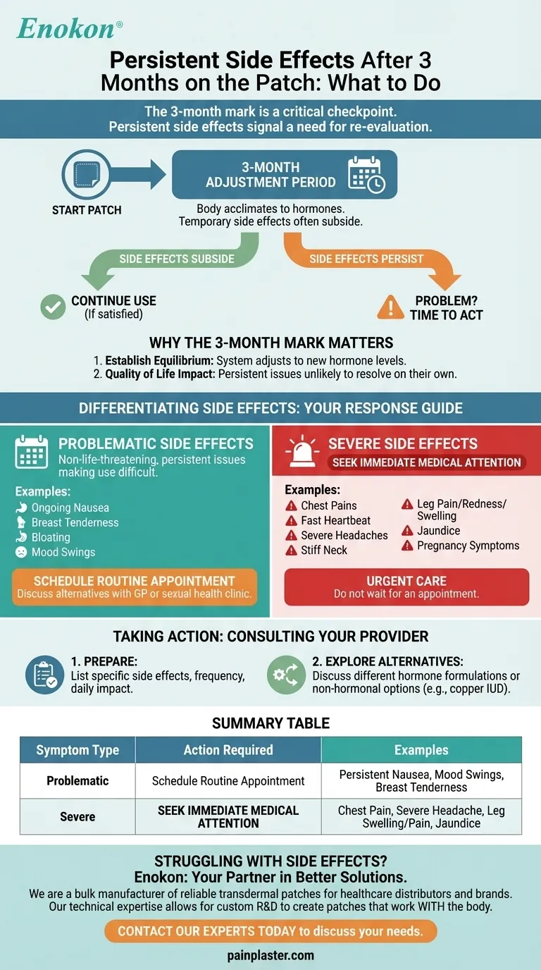 パッチを3ヵ月使用した後、問題のある副作用が出た場合はどうすればよいですか？ ビジュアルガイド