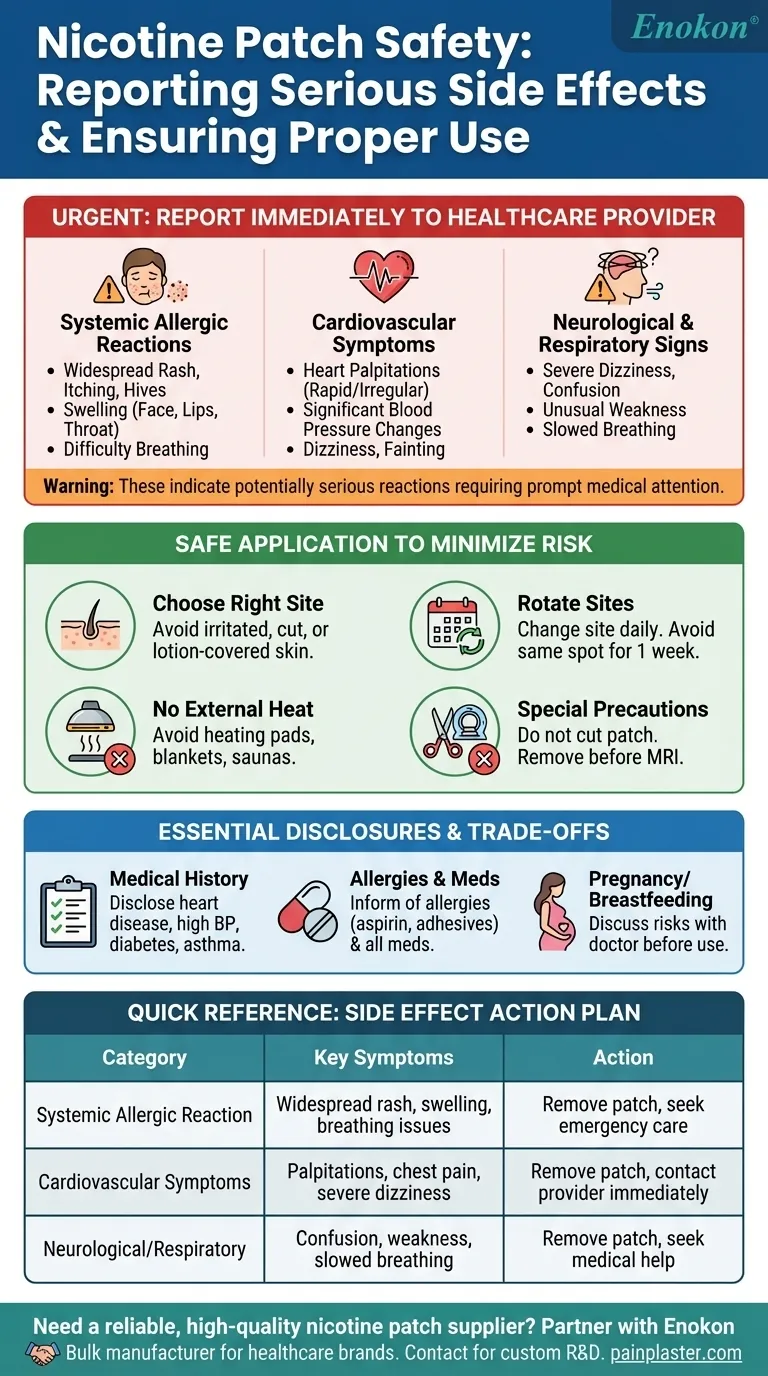 Que efeitos secundários devem ser comunicados durante a utilização de um adesivo de nicotina?Principais riscos e dicas de segurança Guia Visual