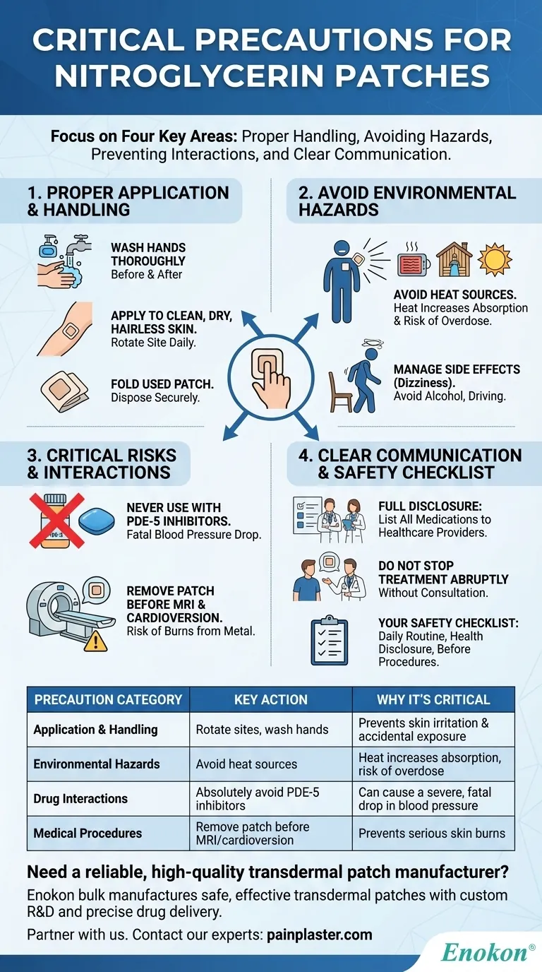 Que precauções devem ser tomadas quando se aplicam pensos de nitroglicerina?Dicas de segurança essenciais para uma utilização eficaz Guia Visual