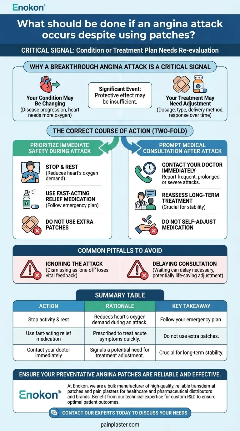 パッチを使用しているにもかかわらず狭心症発作が起きた場合、どうすべきか？早急な対策と長期的な解決策 ビジュアルガイド