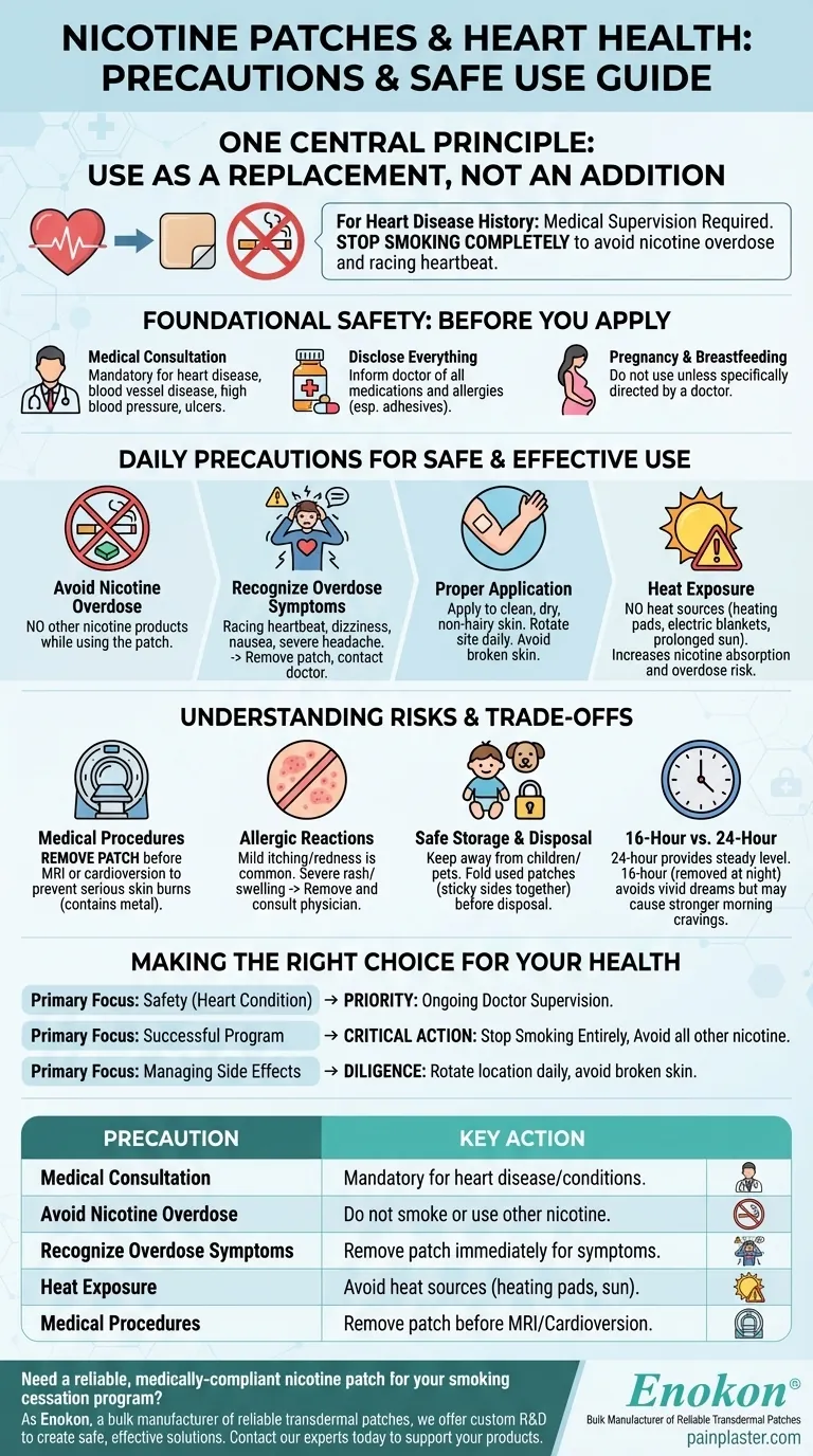 关于尼古丁贴剂和心脏健康，应采取哪些预防措施？使用者的基本安全提示 图解指南