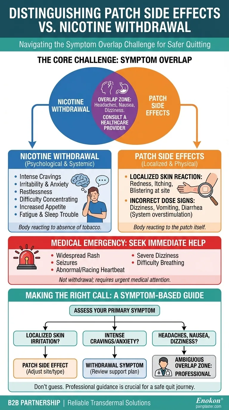 パッチの副作用とニコチン離脱症状はどう見分ける？主な違いを説明 ビジュアルガイド