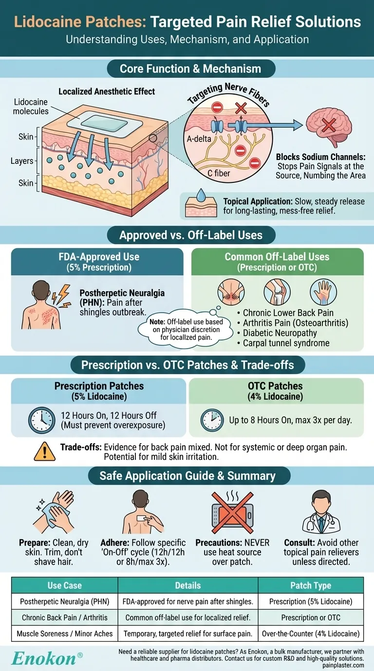فيما تُستخدم لصقات ليدوكائين؟تسكين الآلام المستهدفة للألم المزمن والعصبي دليل مرئي