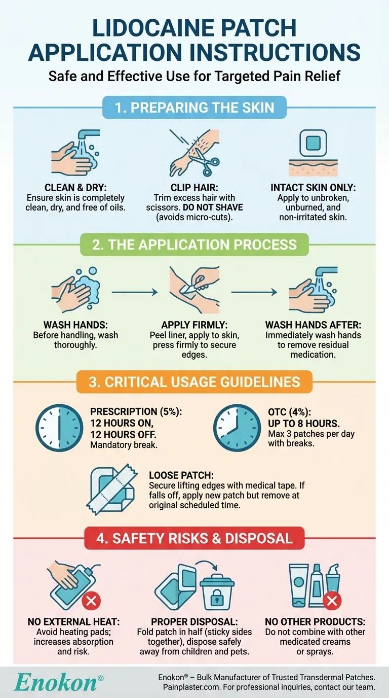 ما هي تعليمات استخدام لاصقات ليدوكائين؟دليل تسكين الآلام الآمن والفعال دليل مرئي