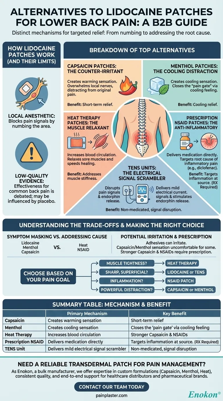 ما هي بعض بدائل لصقات ليدوكائين لآلام أسفل الظهر؟اكتشف خيارات فعالة لتخفيف الألم دليل مرئي