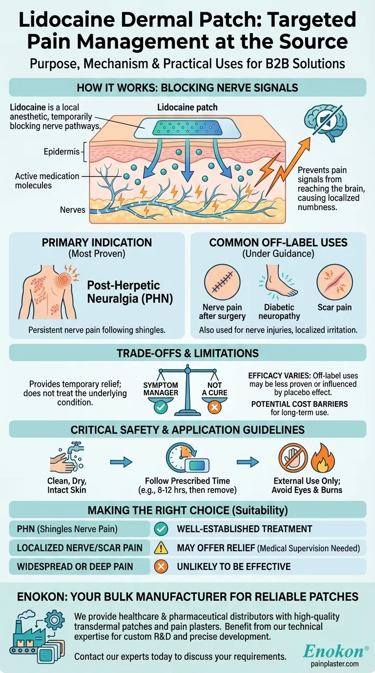 Qual é o objetivo do penso dérmico de lidocaína?Alívio da dor direcionado sem efeitos secundários sistémicos Guia Visual