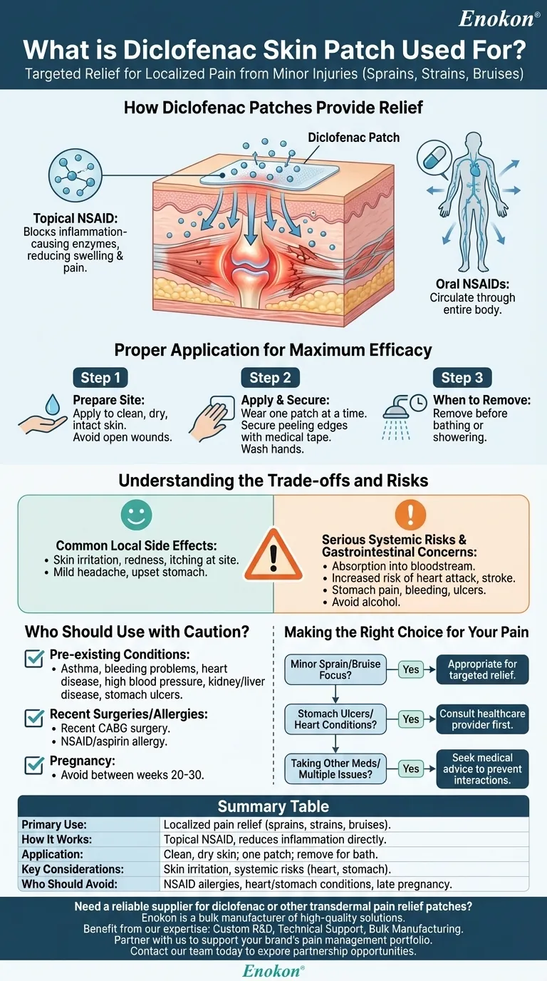 What is diclofenac skin patch used for? Targeted Relief for Sprains, Strains & Bruises Visual Guide