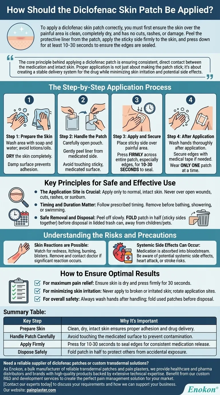 كيف يجب وضع لاصقة ديكلوفيناك الجلدية؟ضمان تسكين الآلام بفعالية مع الاستخدام السليم دليل مرئي