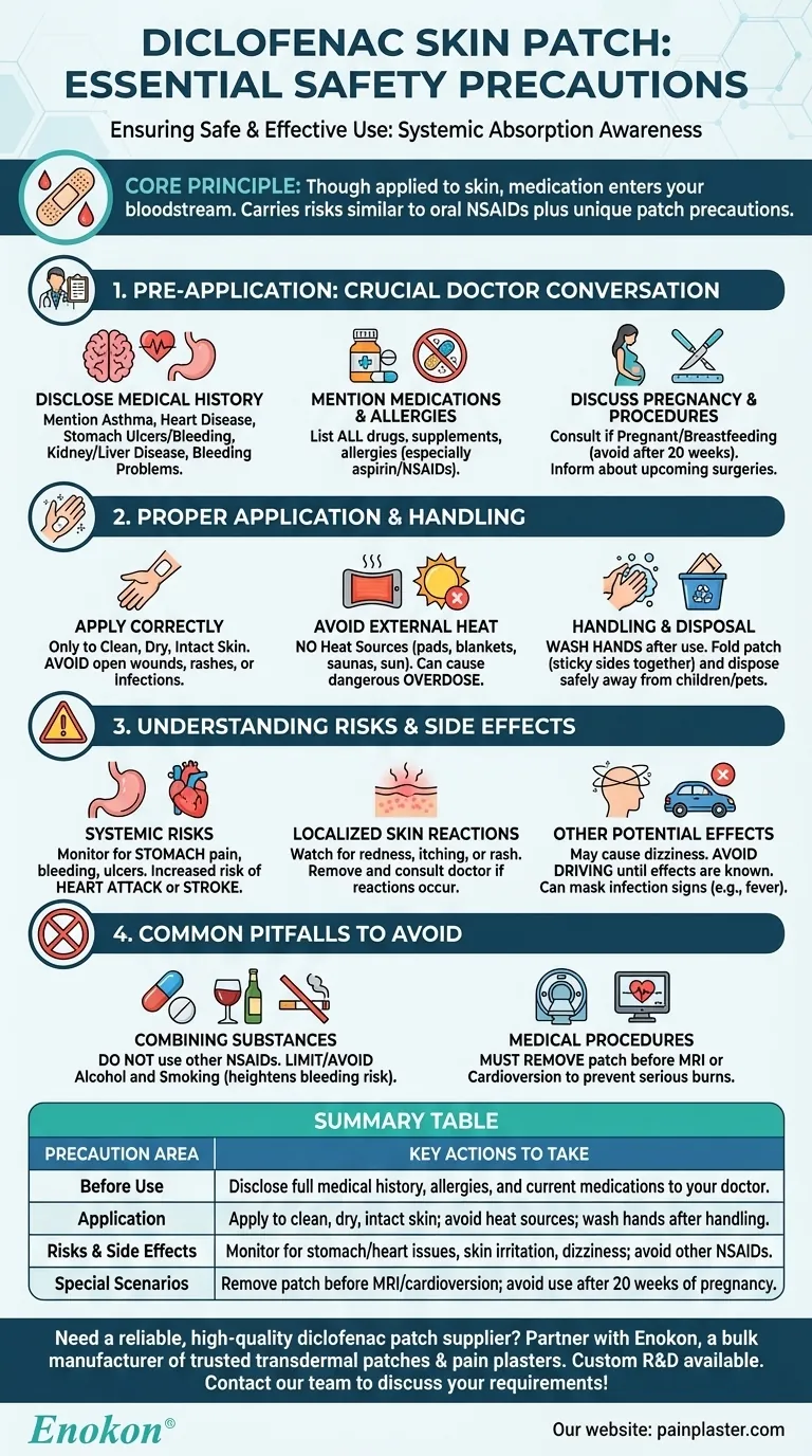 ジクロフェナク皮膚パッチ使用時の注意点は？効果的な鎮痛のための重要な安全上のヒント ビジュアルガイド