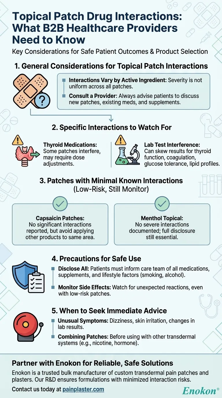 هل هناك أي تفاعلات دوائية معروفة مع اللصقة الموضعية؟المخاطر الرئيسية ونصائح السلامة دليل مرئي