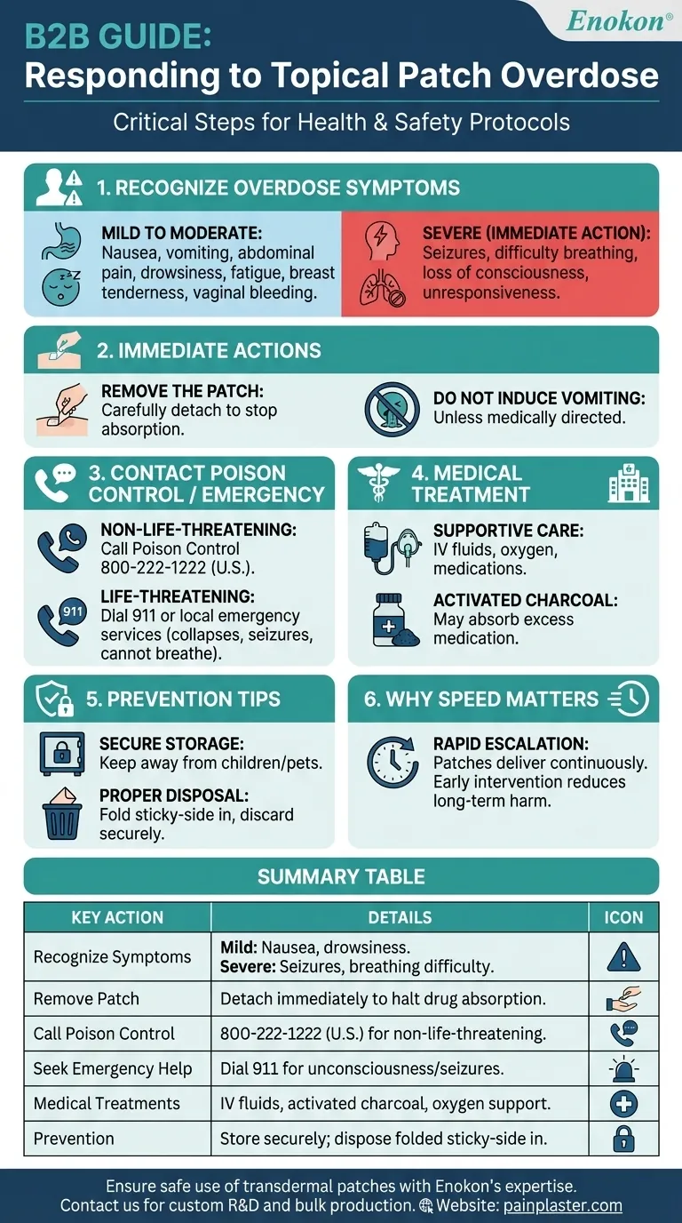 O que deve ser feito em caso de sobredosagem com o adesivo tópico?Passos de emergência e prevenção Guia Visual