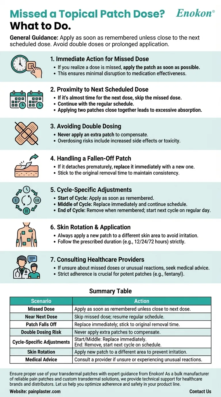 What should be done if a dose of the topical patch is missed? Follow These Steps for Safe Use Visual Guide