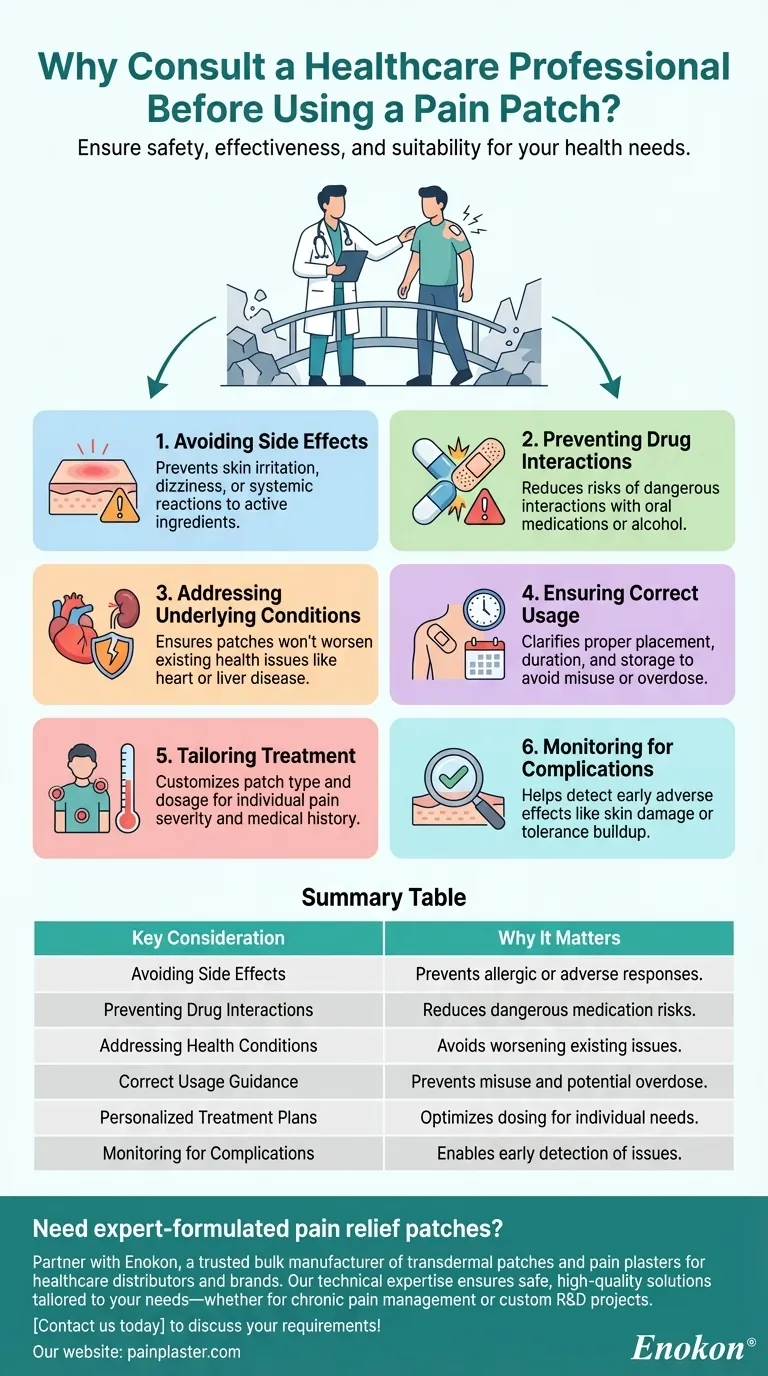 Quelle est l'importance de consulter un professionnel de la santé avant d'utiliser le patch topique ?Garantir un soulagement sûr et efficace de la douleur Guide Visuel