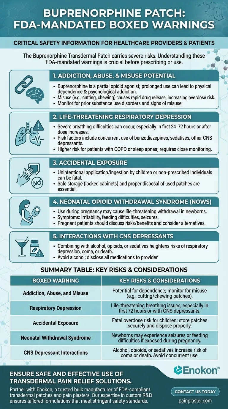与丁丙诺啡贴片相关的盒装警告有哪些？重大安全风险说明 图解指南