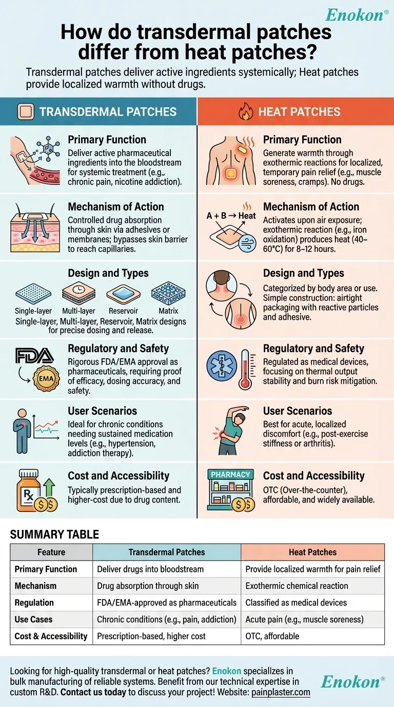 経皮パッチはヒートパッチとどう違う？主な違いを解説 ビジュアルガイド