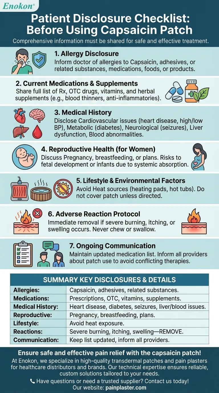 患者がカプサイシンパッチを服用する前に医師に知らせるべきことは？安全に関する重要なヒント ビジュアルガイド