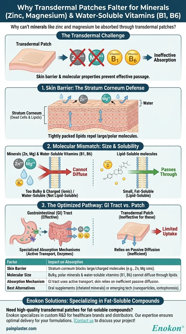 Warum können Mineralien wie Zink und Magnesium nicht durch transdermale Pflaster absorbiert werden?Die Grenzen der Hautabsorption verstehen Visuelle Anleitung