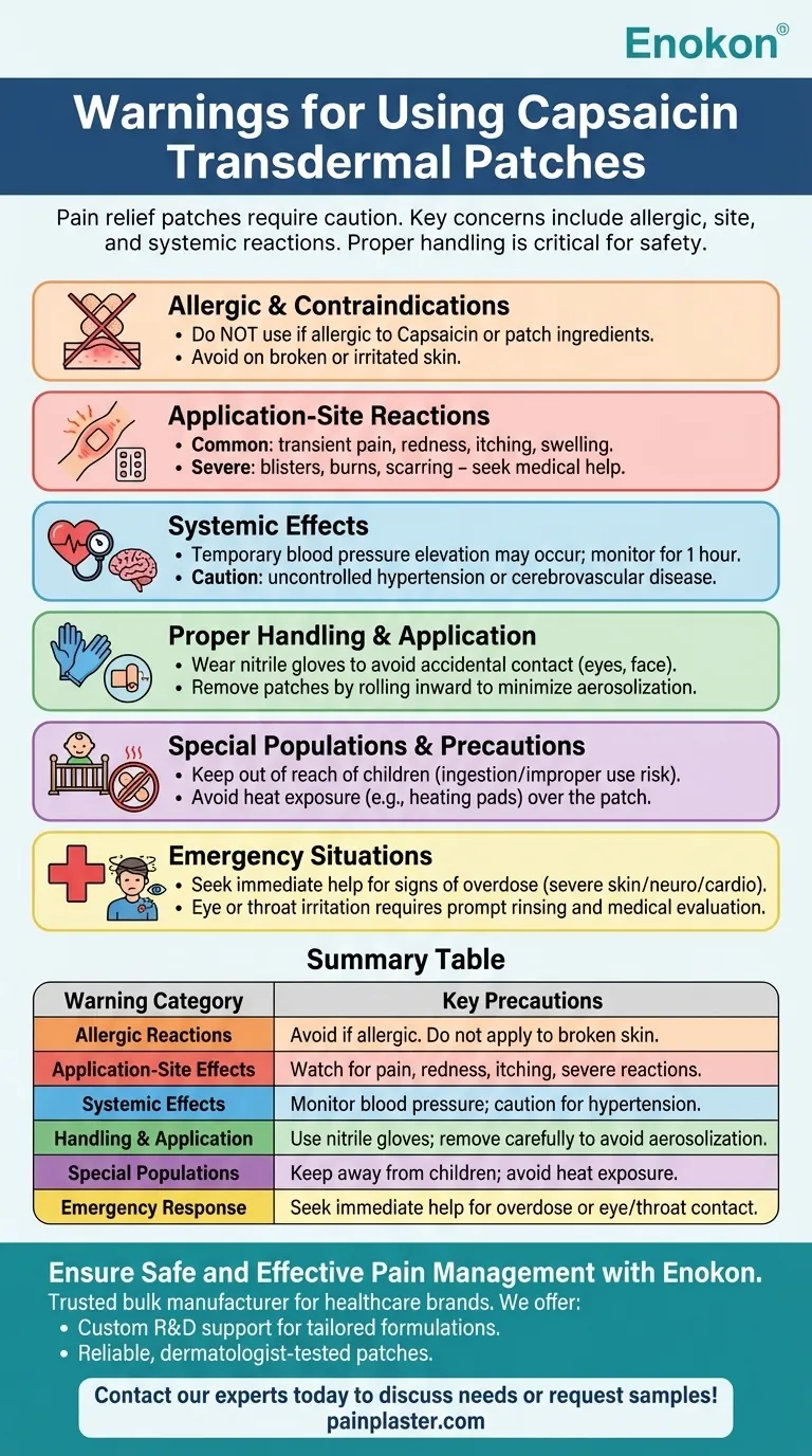 カプサイシン経皮吸収型製剤を使用する際の警告は？疼痛緩和パッチの主な安全注意事項 ビジュアルガイド