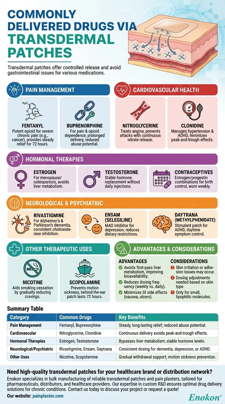 ما الأدوية التي يتم توصيلها عادةً عبر اللصقات عبر الجلد؟شرح الأدوية والفوائد الرئيسية دليل مرئي