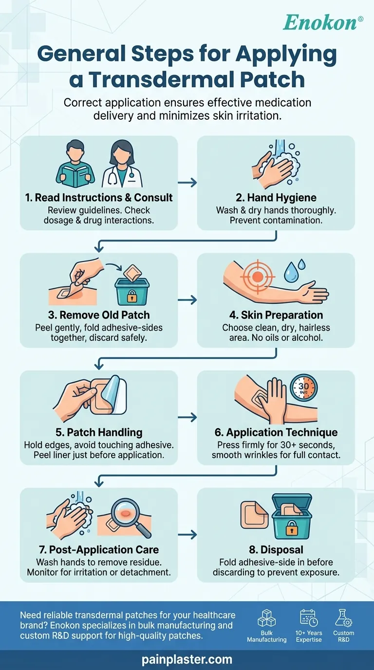 What are the general steps for applying a transdermal patch? Ensure Safe & Effective Medication Delivery Visual Guide
