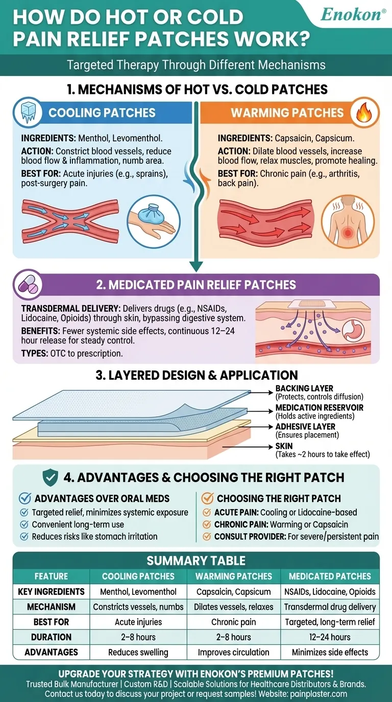 Como funcionam os adesivos quentes ou frios para o alívio da dor?Alívio da dor direcionado Explicação Guia Visual