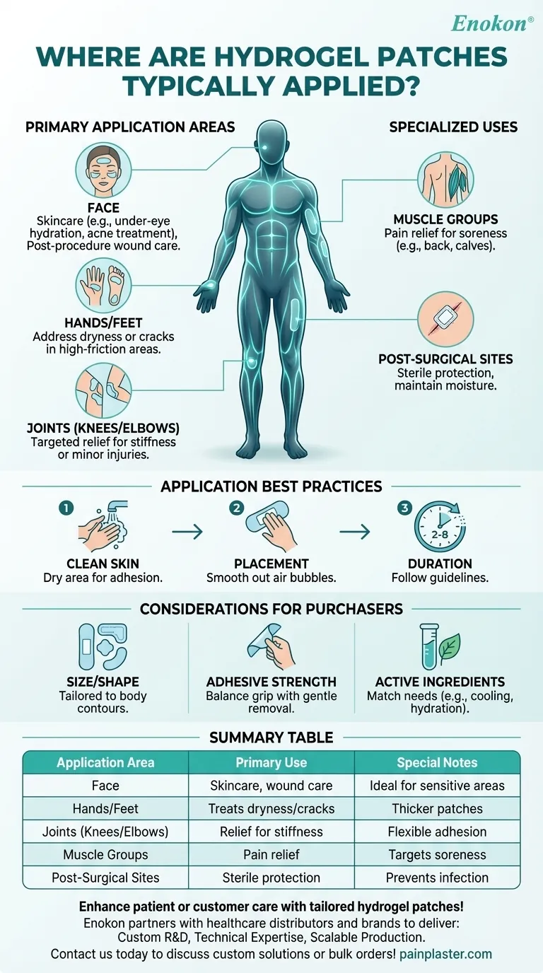 Onde é que os adesivos de hidrogel são normalmente aplicados?Descubra soluções adesivas versáteis para o alívio da pele e da dor Guia Visual
