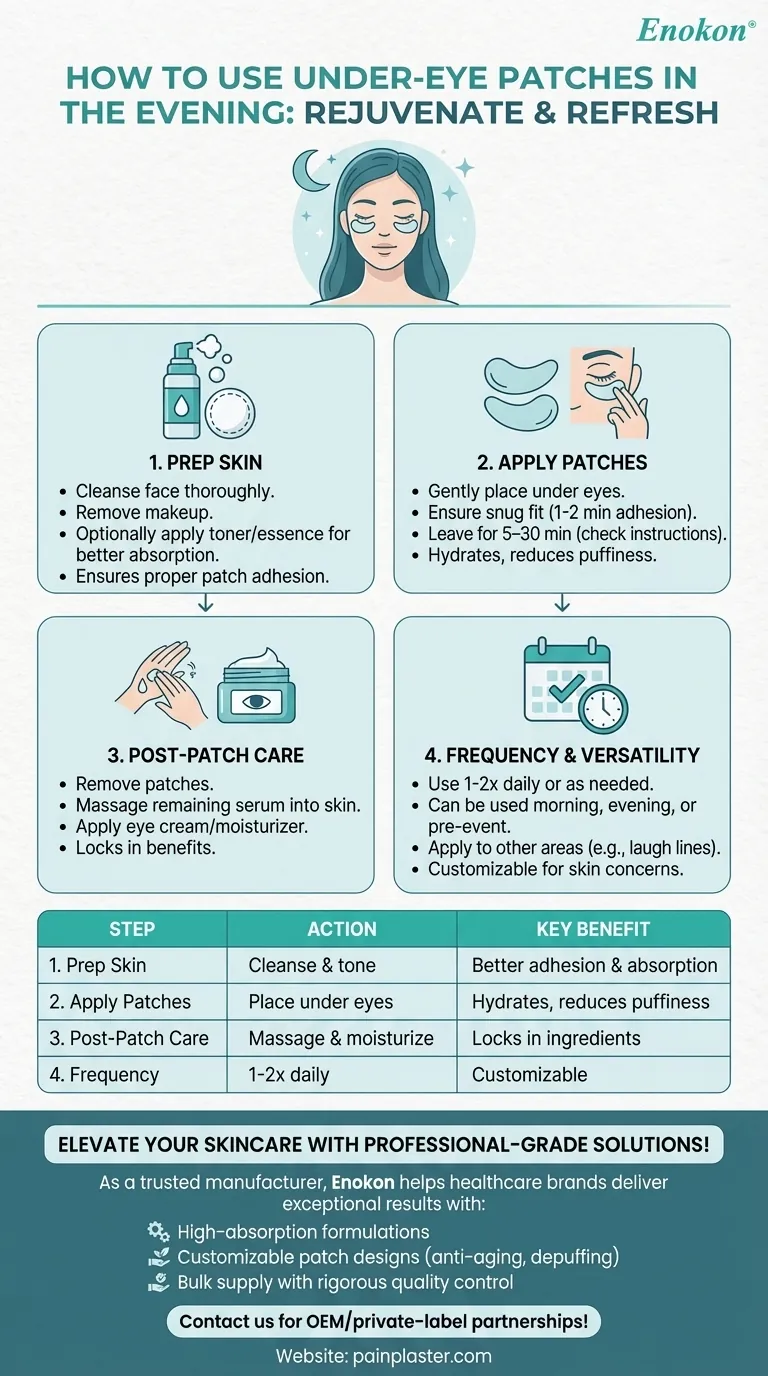 Como é que os pensos para a zona debaixo dos olhos devem ser utilizados à noite?Melhore a sua rotina de cuidados de pele à noite Guia Visual