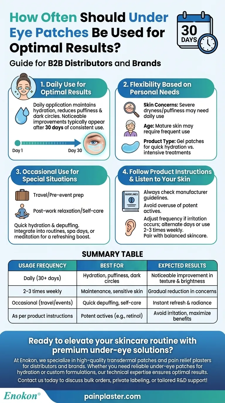 Com que frequência devem ser utilizados os pensos para debaixo dos olhos para obter os melhores resultados?Explicação da utilização diária ou ocasional Guia Visual
