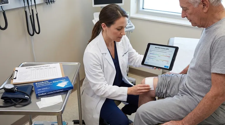 リドカインパッチ5%の有効性を評価するためにどのようなアウトカム指標が用いられたか?疼痛緩和評価の主な指標