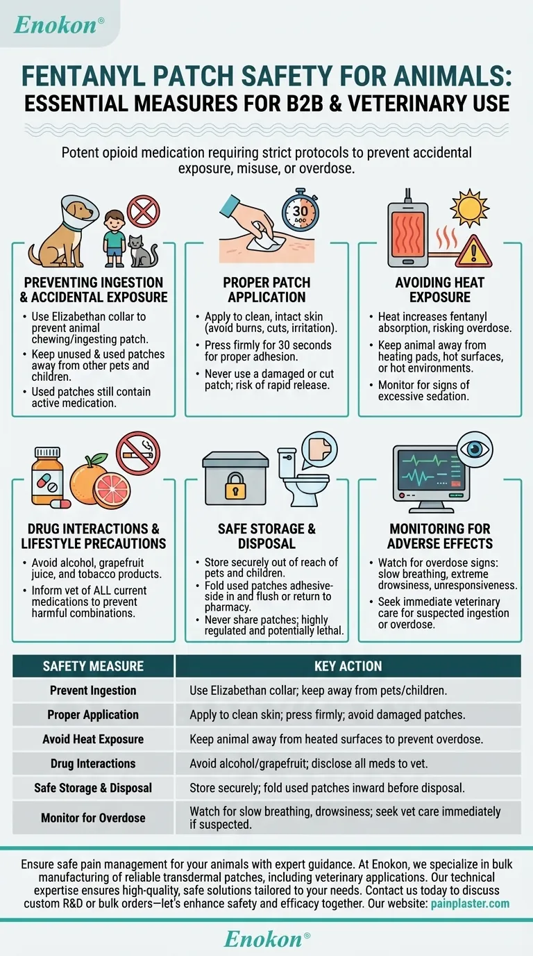 What safety measures are required when using Fentanyl patches on animals? Essential Precautions for Safe Use Visual Guide